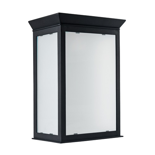 Farol de hierro negro E27 35x21cm vidrio satinado
